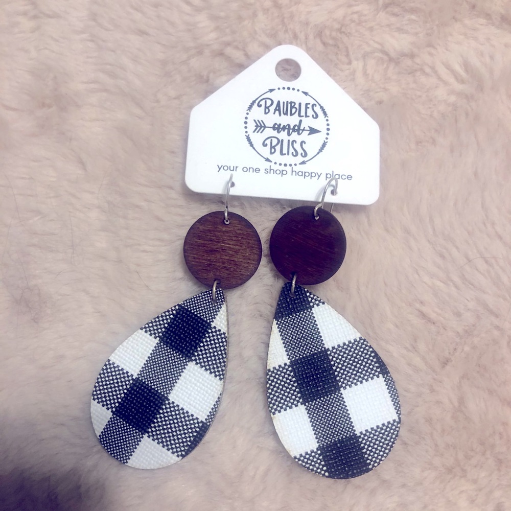 Buffalo Plaid Teardrop Earrings